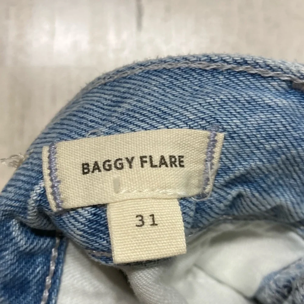 Madewell Luzon Wash Distressed Blue Baggy Flare Jeans Denim Size 31 - Picture 11 of 13